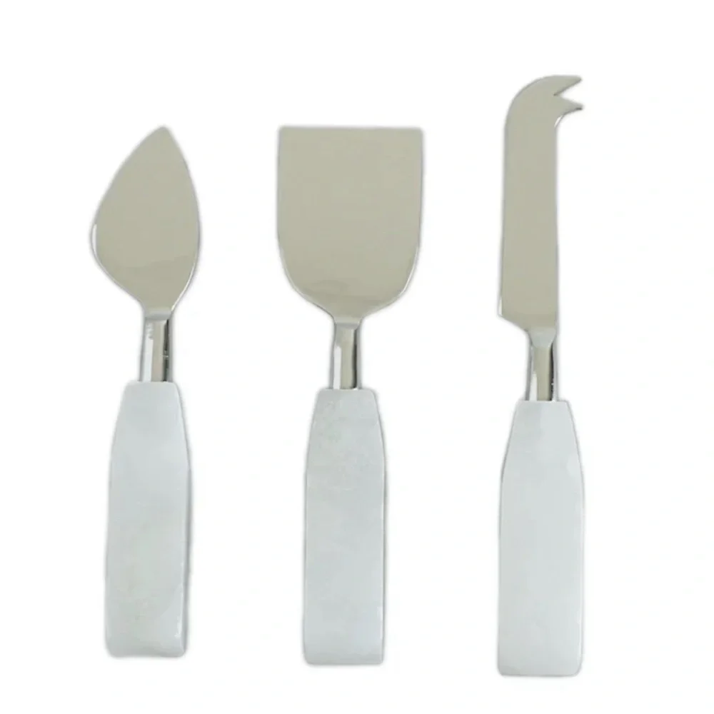 NWT Alabaster and stainless Steel Cheese Knives Serving Set.